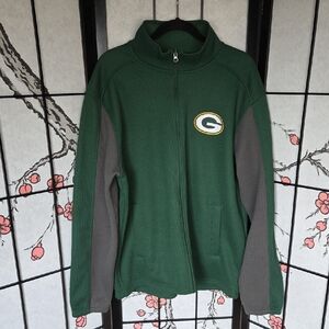 NFL Green Bay Packers Green and Gray Zip Up Jacket with Logo Size XL